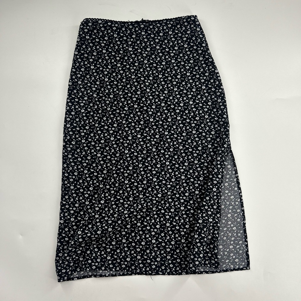 John Galt California Small Midi Black White Floral Skirt